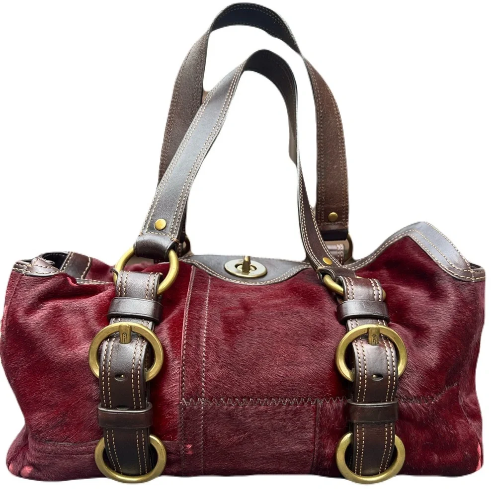 Coach Chelsea Limited Edition Burgundy Pony Hair Satchel - Picture 3 of 8